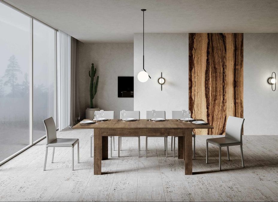 Table rectangulaire extensible 4 à 10 personnes 160 à 220 cm bois foncé Tipi - Photo n°3