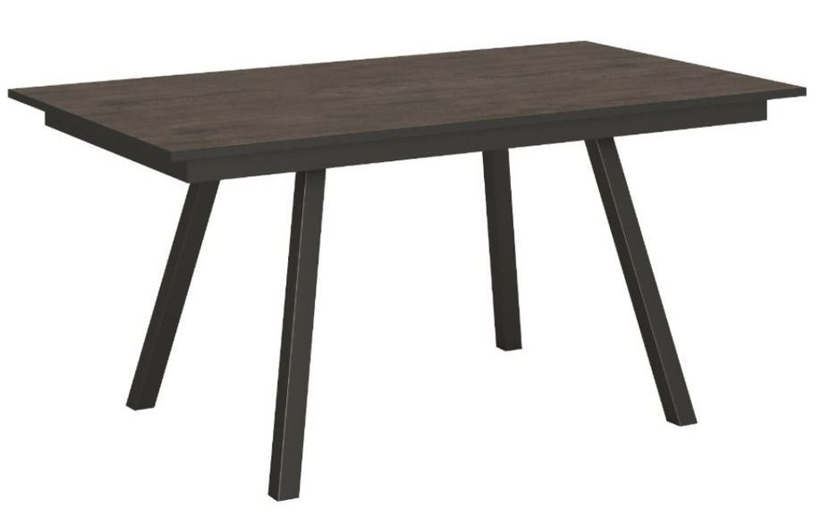Table rectangulaire extensible 4 à 6 personnes L 120 à 180 cm bois foncé et métal anthracite Miry - Photo n°1