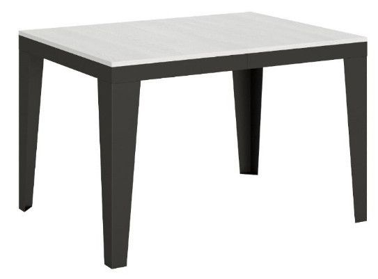 Table rectangulaire extensible 6 à 10 places L 120 à 224 cm blanc et pieds acier gris foncé Flavien - Photo n°1