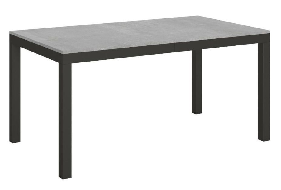 Table rectangulaire extensible 6 à 16 personnes L 120 à 380 cm gris béton et métal anthracite Evy - Photo n°1