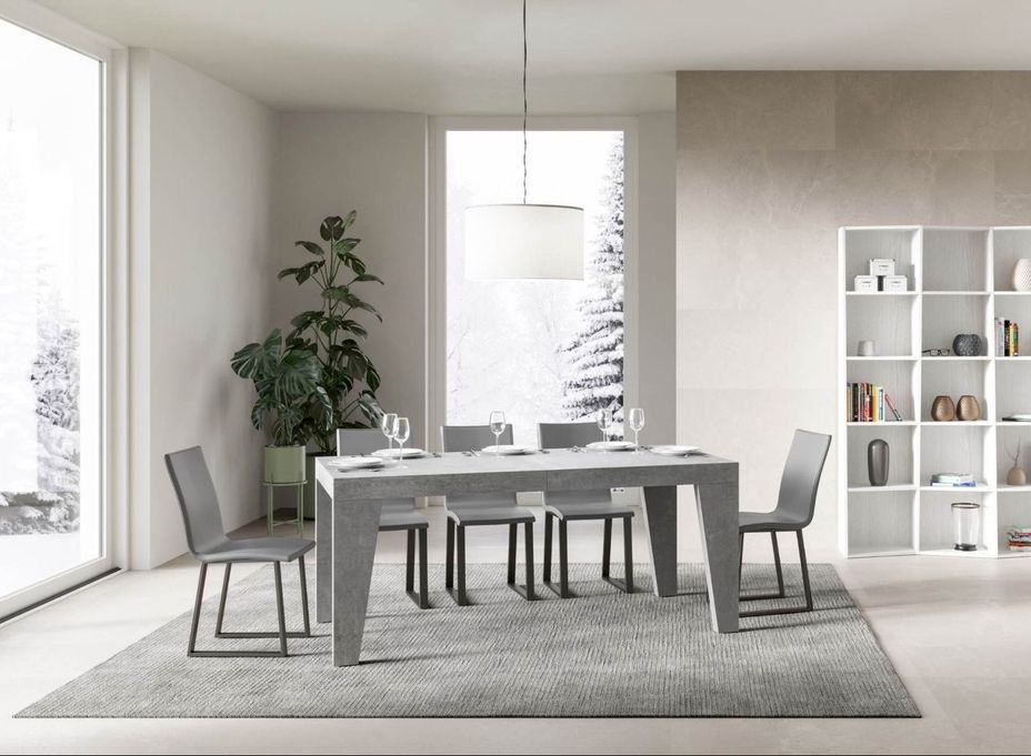 Table rectangulaire extensible 8 à 14 personnes L 180 à 284 cm gris béton Naxo - Photo n°5