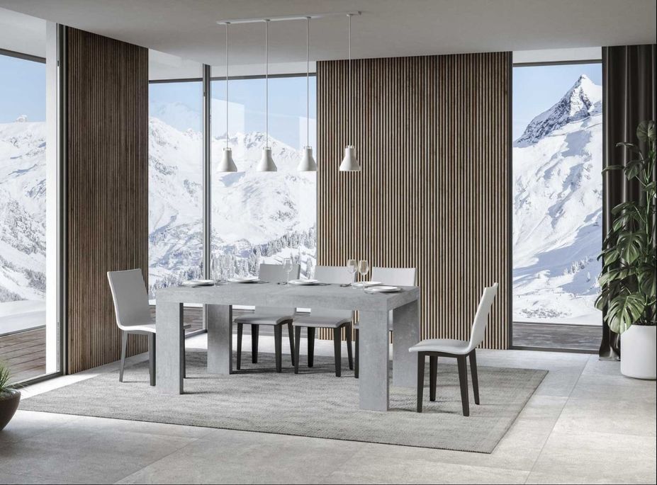 Table rectangulaire extensible 8 à 14 personnes L 180 à 284 cm gris béton Ribo - Photo n°3