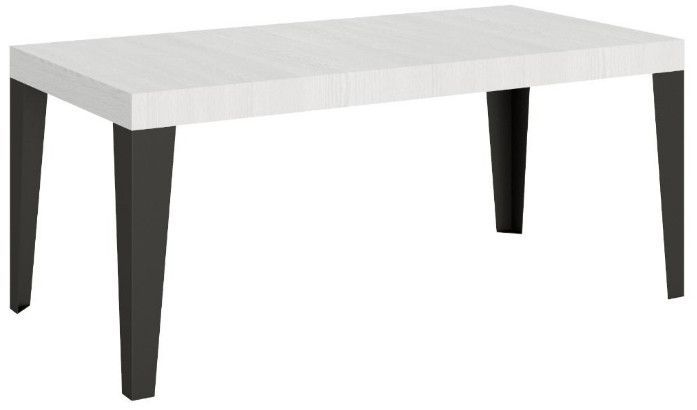 Table rectangulaire extensible 8 à 14 places L 180 à 284 cm blanc laqué et pieds métal anthracite Flavio - Photo n°1