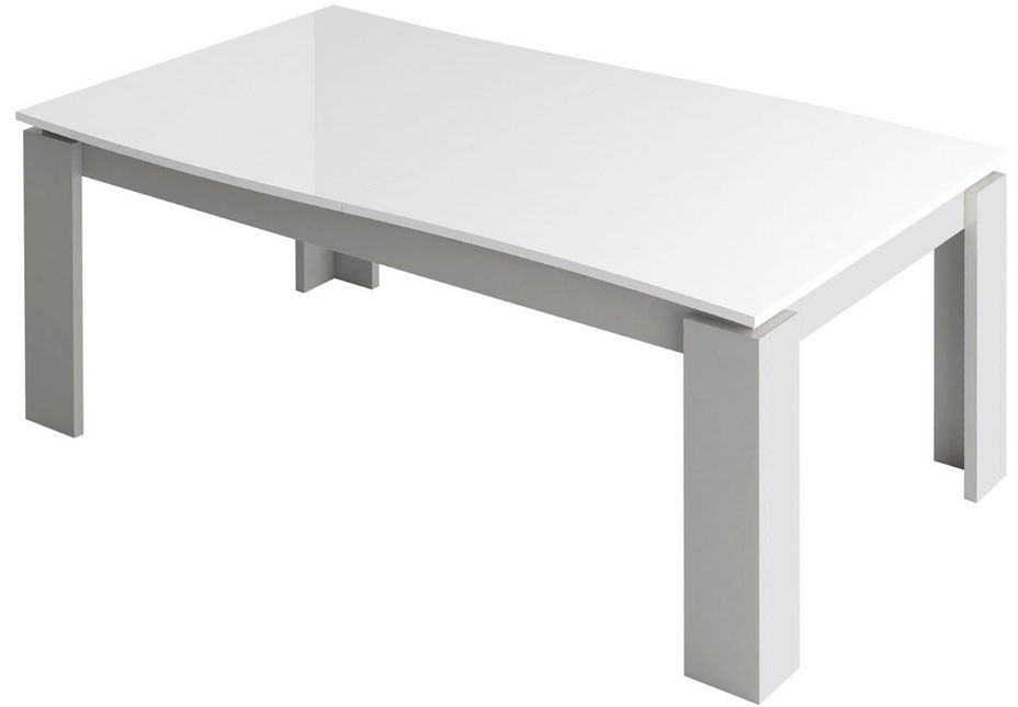Table rectangulaire extensible bois laqué blanc et gris Ravi - Photo n°2