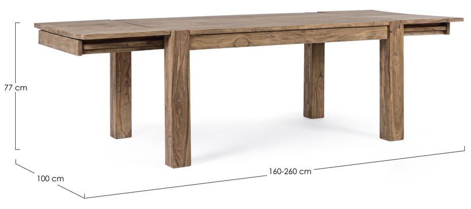 Table rectangulaire extensible bois massif naturel Saly 160/260 cm - Photo n°8