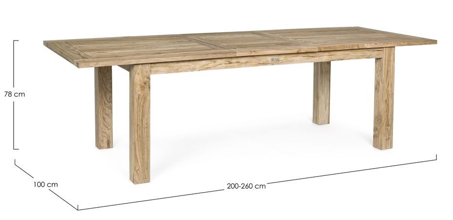 Table rectangulaire extensible en bois de teck recyclé 10 places Markozi 200 à 260 cm - Photo n°10