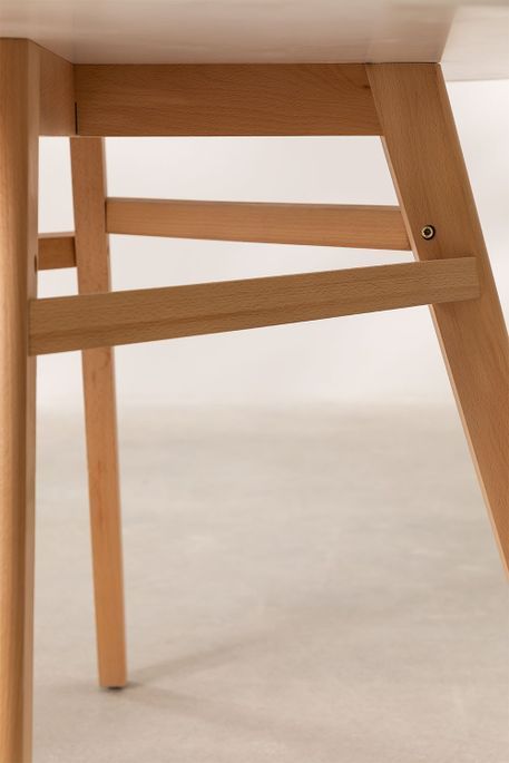 Table ronde 100 cm scandinave blanche et pieds bois clair Bristol - Photo n°4