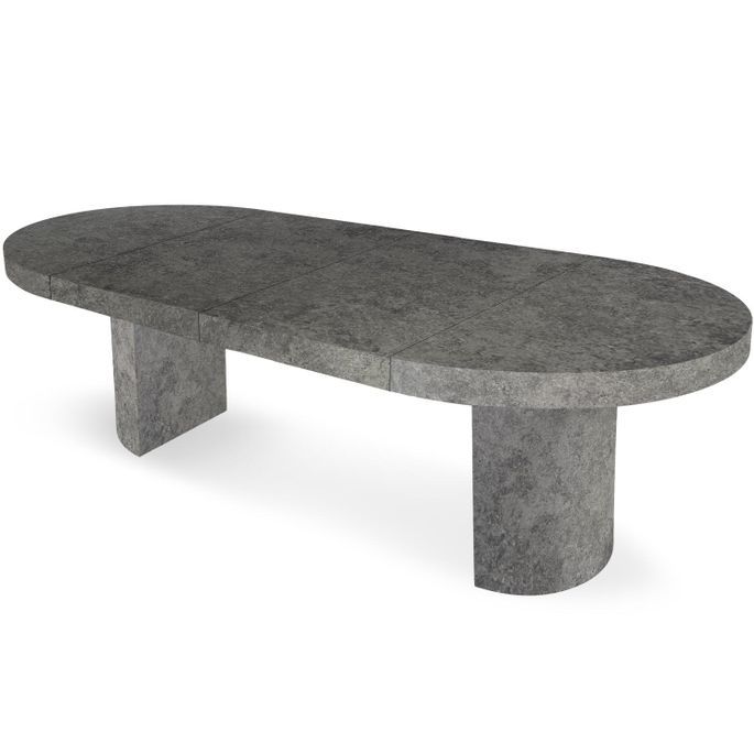 Table ronde à rallonges gris béton Kiassy 110 à 260 cm - Photo n°2