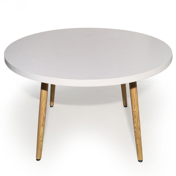 Table ronde bois blanc et pieds bois clair Bossa 120 cm - Photo n°2