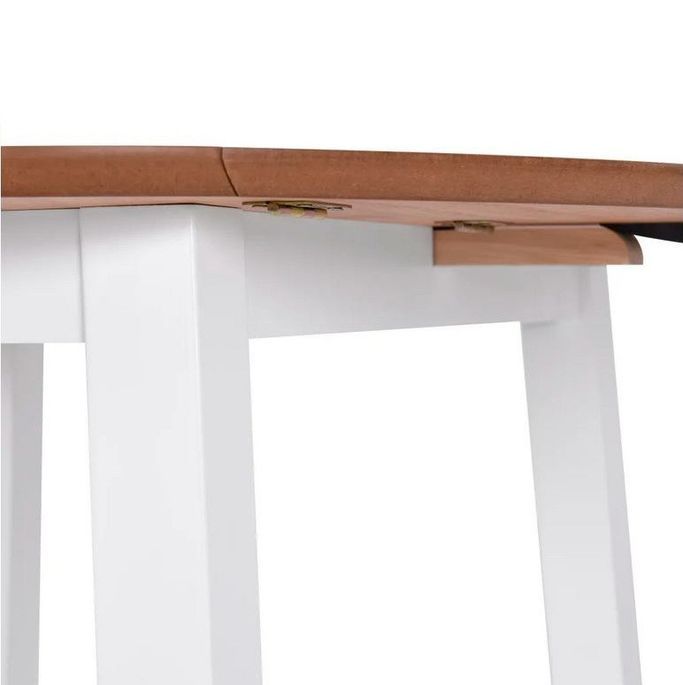 Table ronde bois clair et pieds hévéa massif blanc Verco D 90 cm - Photo n°5