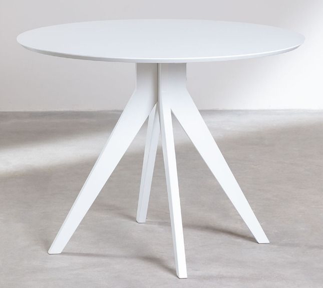 Table ronde bois d'hévéa blanc Kiten 100 cm - Photo n°1