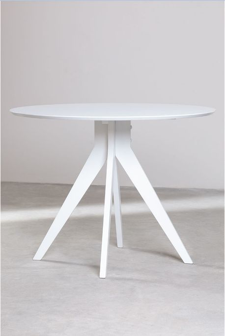 Table ronde bois d'hévéa blanc Kiten 100 cm - Photo n°5