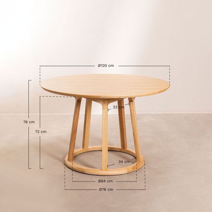 Table ronde bois de Frêne naturel Sandy 120 cm - Photo n°4