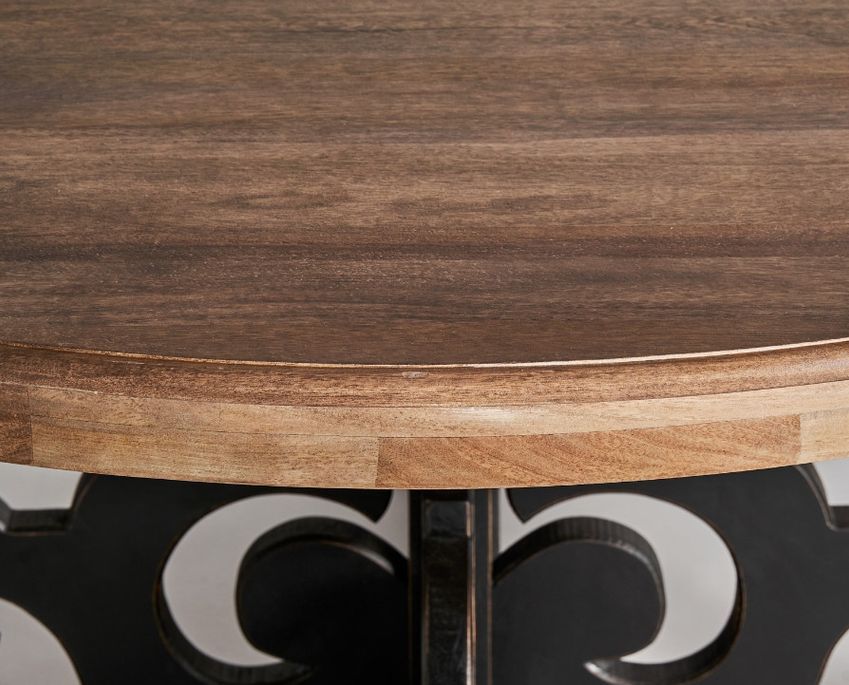 Table ronde bois de mangue noir et naturel Brinka 150 cm - Photo n°4