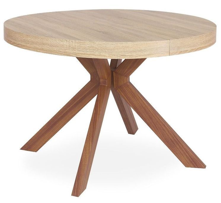Table ronde extensible bois clair et pieds métal marron Kare 110/160/210/260 cm - Photo n°1