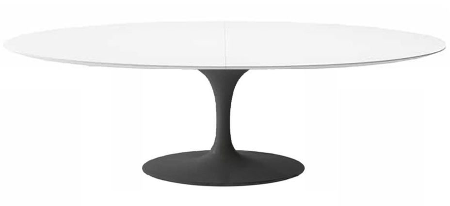Table tulipe ovale extensible 170/230 cm blanc et noir mat - Photo n°1