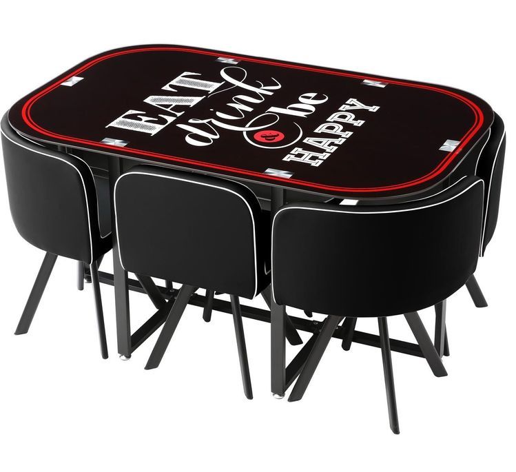 Table verre teinté noir et 6 chaises simili cuir noir pieds métal Sevier 140 cm - Photo n°3