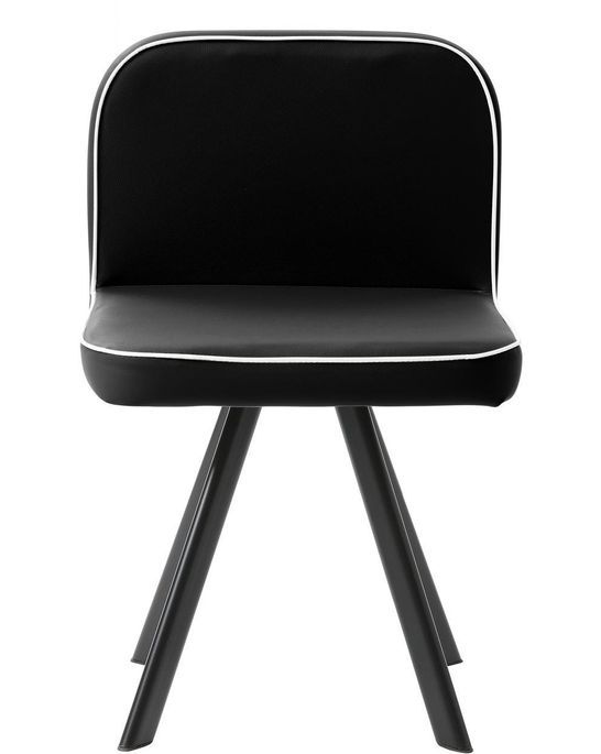 Table verre teinté noir et 6 chaises simili cuir noir pieds métal Sevier 140 cm - Photo n°8