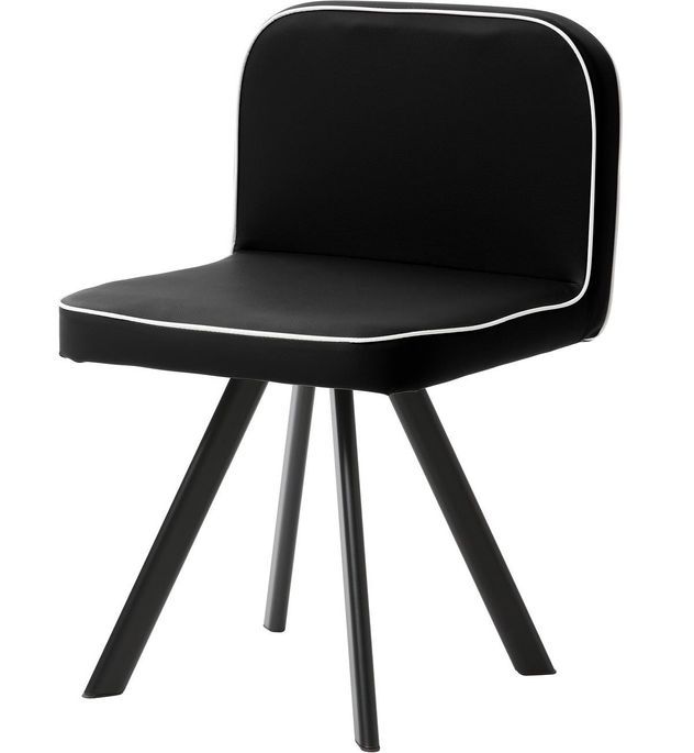 Table verre teinté noir et 6 chaises simili cuir noir pieds métal Sevier 140 cm - Photo n°10