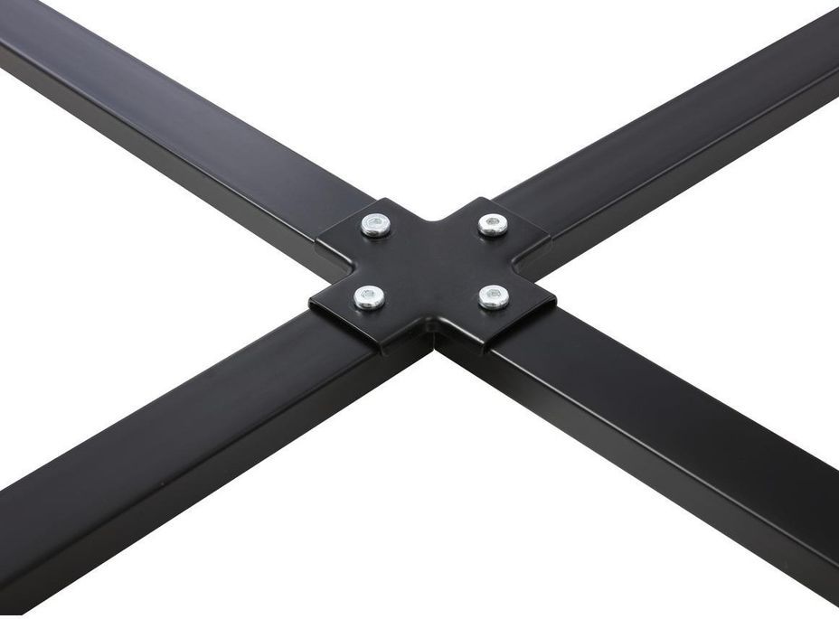 Table verre teinté noir et 6 chaises simili cuir noir pieds métal Sevier 140 cm - Photo n°19