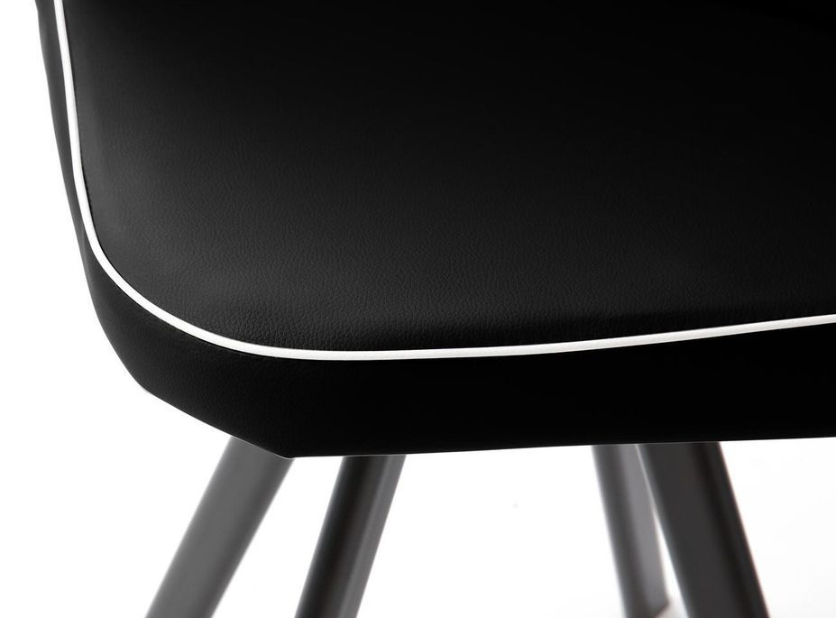 Table verre teinté noir et 6 chaises simili cuir noir pieds métal Sevier 140 cm - Photo n°20