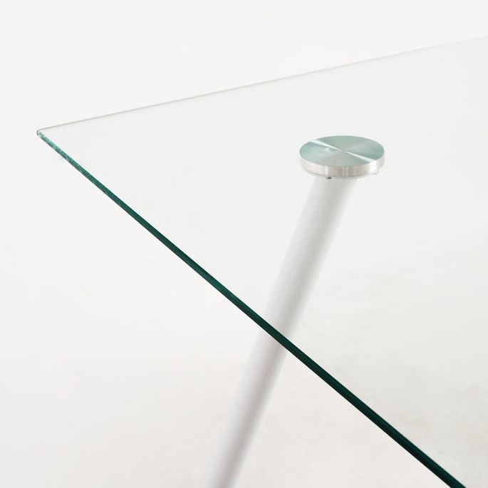 Table verre trempé et pieds métal blanc Barrio 125 cm - Photo n°3