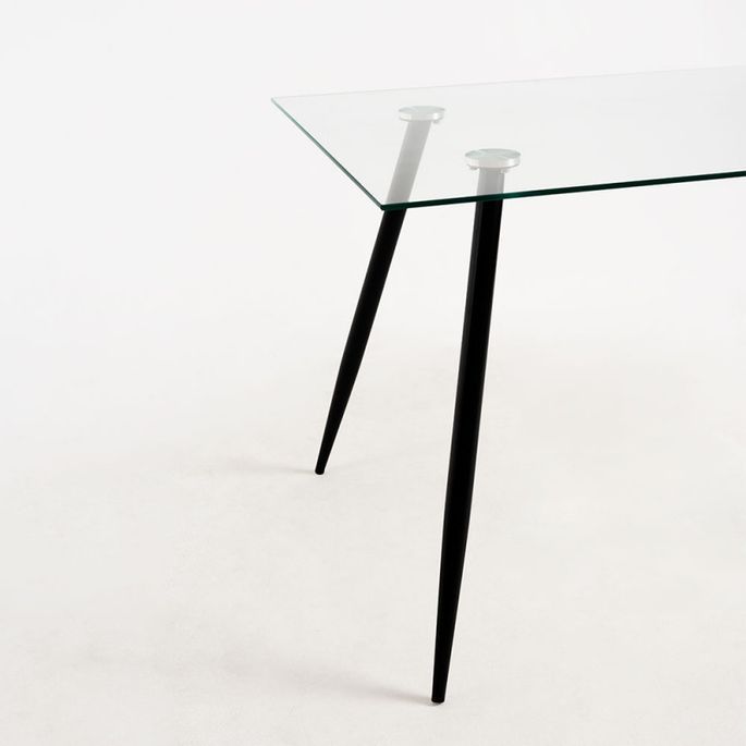 Table verre trempé et pieds métal noir Barrio 125 cm - Photo n°4