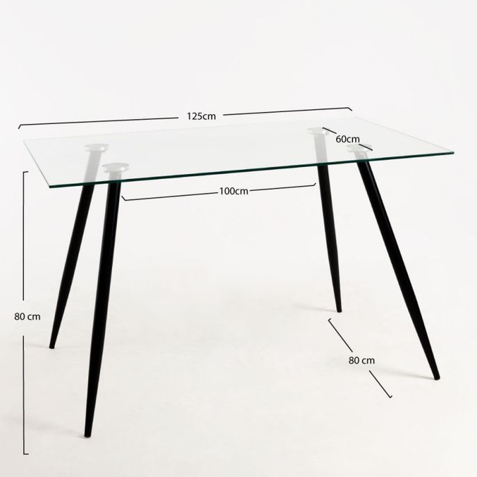 Table verre trempé et pieds métal noir Barrio 125 cm - Photo n°5
