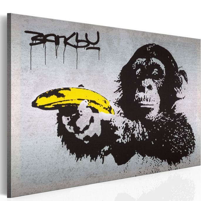 Tableau Arrête ou le singe va tirer (Banksy) - Photo n°1