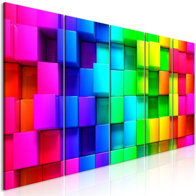 Tableau Colourful Cubes (5 Parts) Narrow - Photo n°1
