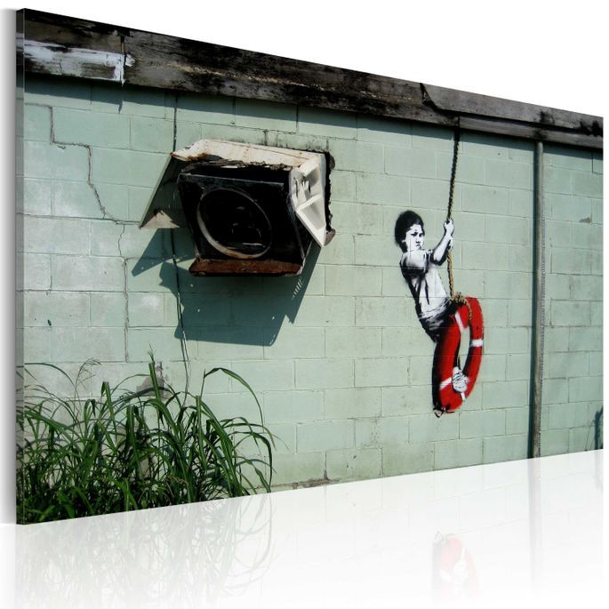 Tableau Garçon sur une balançoire (Banksy) - Photo n°1