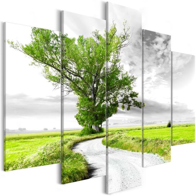 Tableau Lone Tree (5 Parts) Green - Photo n°1