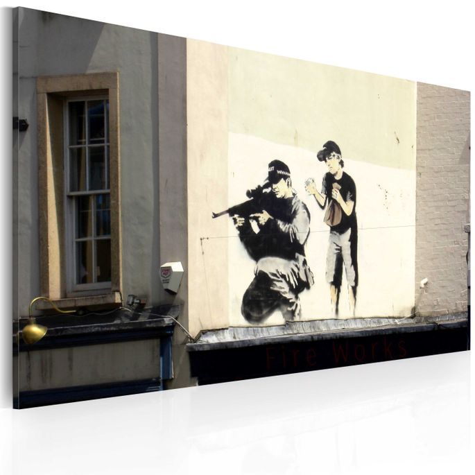 Tableau Tireur et garçon (Banksy) - Photo n°1