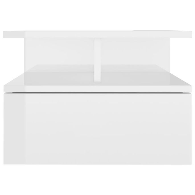 Tables de chevet suspendues 2 pcs Blanc brillant 40x31x27 cm - Photo n°4