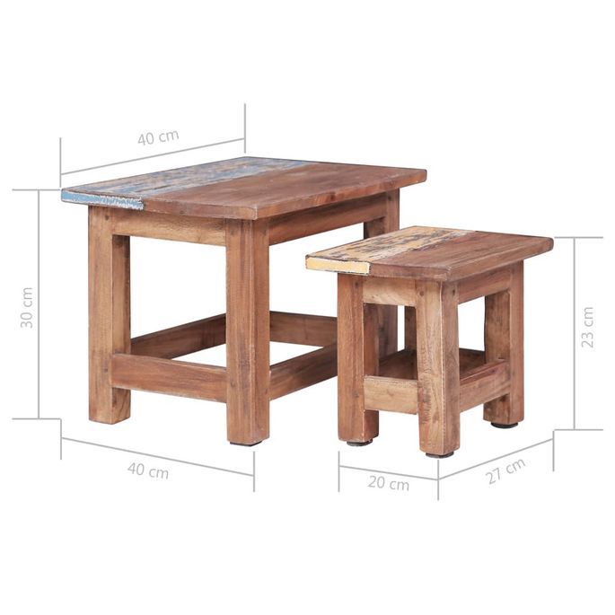 Tables gigognes 2 pcs Bois de récupération massif - Photo n°7