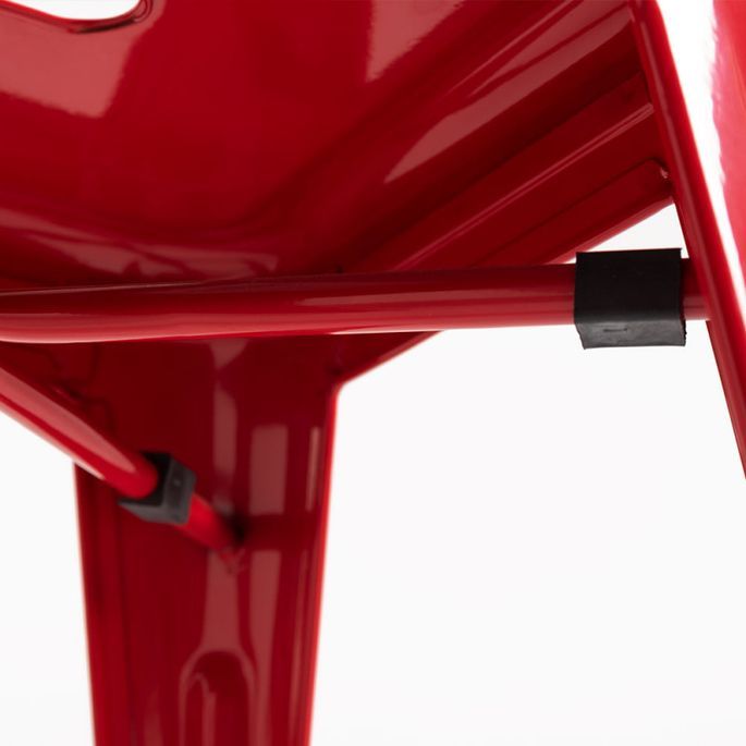 Tabouret bas acier brillant rouge Barka 45 cm - Photo n°6