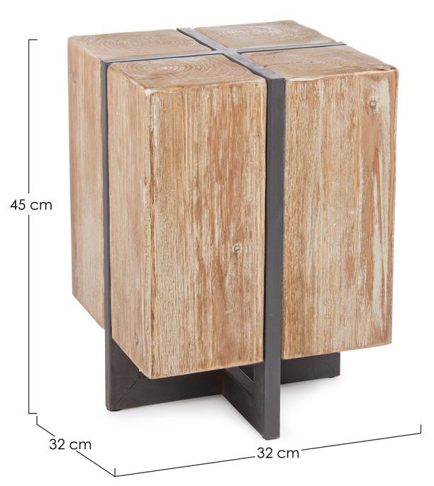 Tabouret en bois de sapin et pieds en acier Garty - Lot de 2 - Photo n°4
