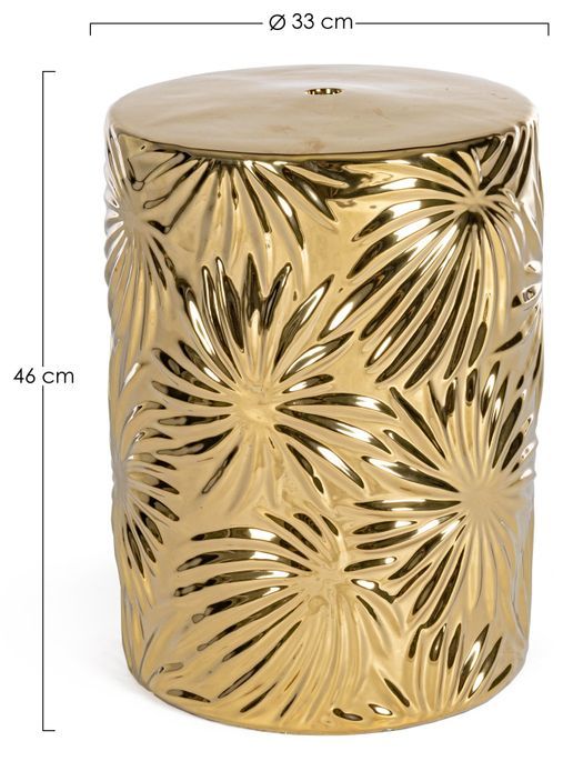 Tabouret en céramique motif feuille doré Saphy - Lot de 2 - Photo n°3