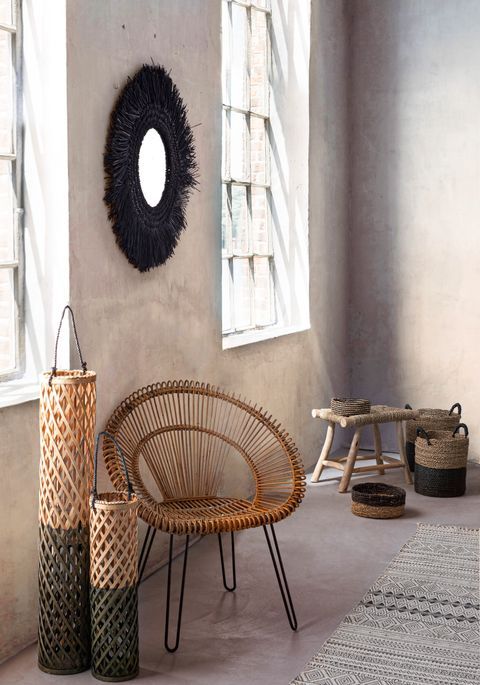 Tabouret en teck et assise en jacinthe d'eau naturelle Belo - Photo n°4