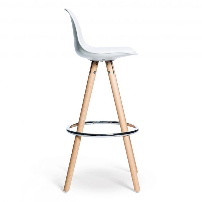 Tabouret scandinave avec cousin en similicuir blanc Koxy 75 cm - Photo n°3