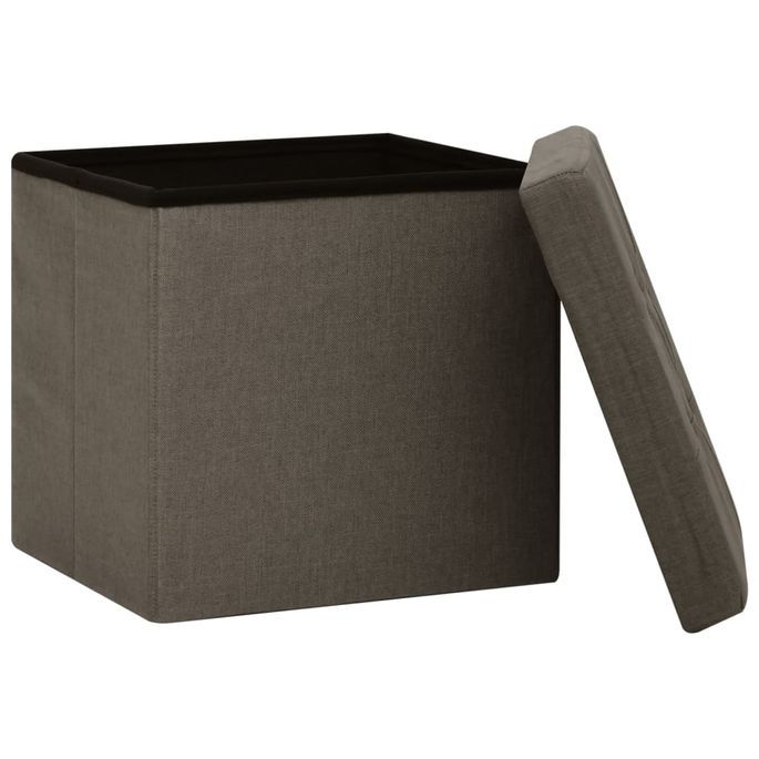 Tabourets de rangement pliables 2 pcs Marron Faux lin - Photo n°5