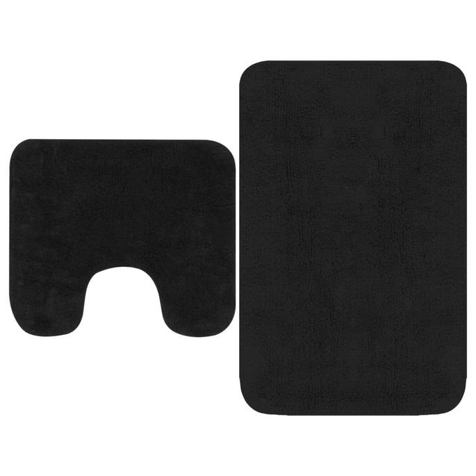 Tapis de salle de bain 2 pcs Tissu Anthracite - Photo n°1
