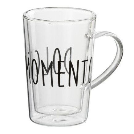 Tasse verre transparent et noir momento Bothar - Photo n°1