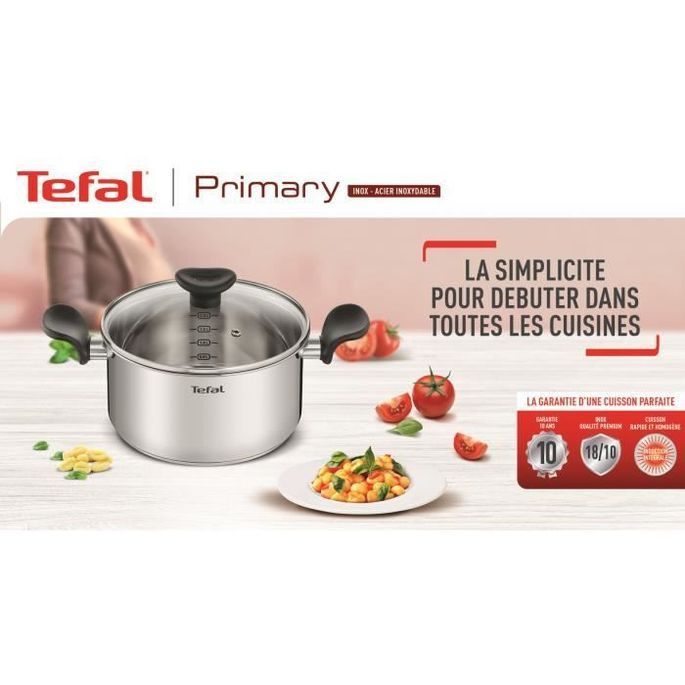 TEFAL E3082404 PRIMARY casserole inox 20 cm / 3 L + couvercle / compatible induction - Photo n°2