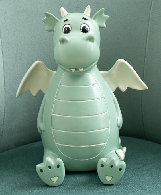 Tirelire dragon résine vert menthe Drago H 18 cm - Photo n°3