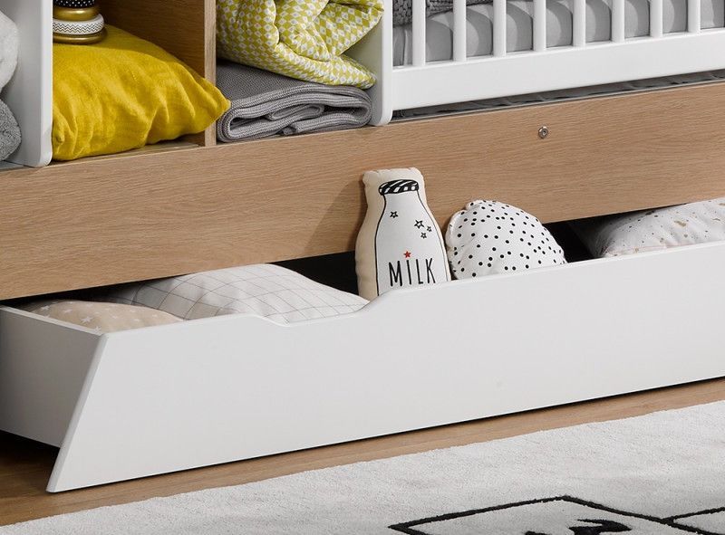 Tiroir de lit bébé combiné bois blanc Ecrin - Photo n°2