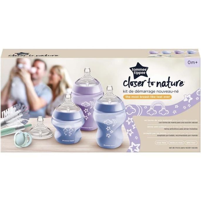 Tommee Tippee - Biberons Coffret Naissance Closer to Nature - Tétine Anti-Colique - Violet Bleu - Photo n°4
