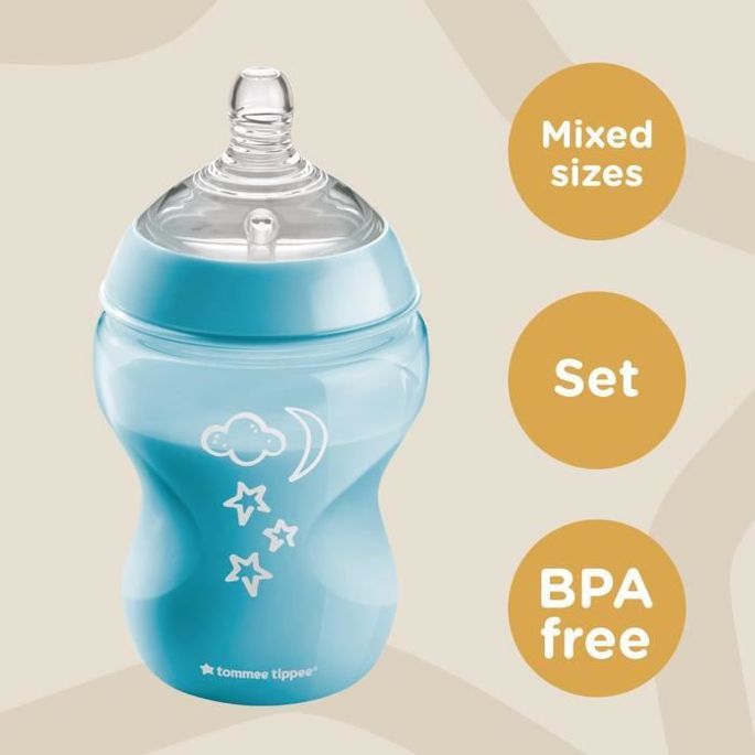 Tommee Tippee - Kit Naissance Biberons Anti-Colique Avancé - Tétine valve Anti-Colique débit lent - 150 et 260 ml - Bleu vert - Photo n°3