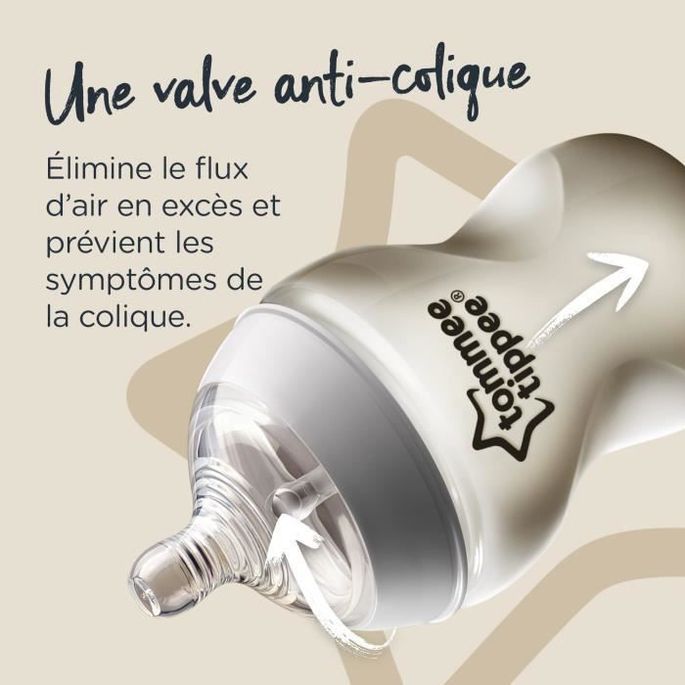 Tommee Tippee - Lot de 6 biberons Closer to Nature - Tétine valve Anti-Colique - 260ml - Multicolore Fluo - Photo n°5