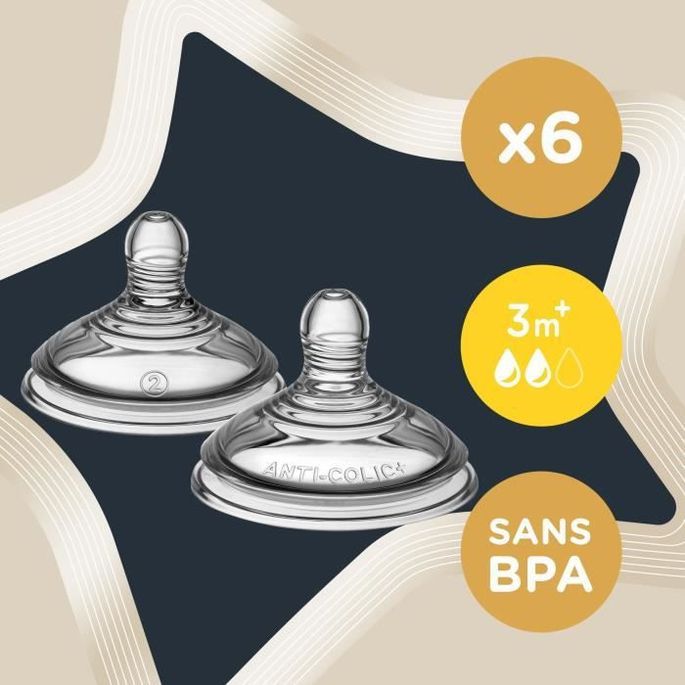 Tommee Tippee - Lot de 6 tétines de Biberon Anti-Colique Avancé - Débit Moyen - 3 Mois+ - Photo n°3